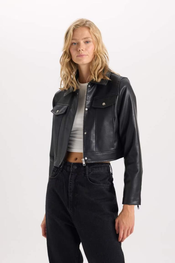 Resim Defacto Kadın  Deri Mont D5774AX/BK27