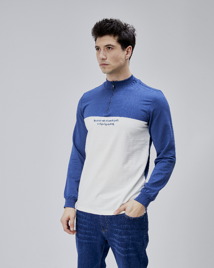 Resim Paul&More Erkek Sweat Be Afraid  Baskı Parçalı Yarım Fermuarlı