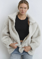 Resim Mavi Dik Yaka Kadın Mont M1110597-70037