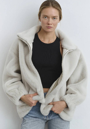 Resim Mavi Dik Yaka Kadın Mont M1110597-70037