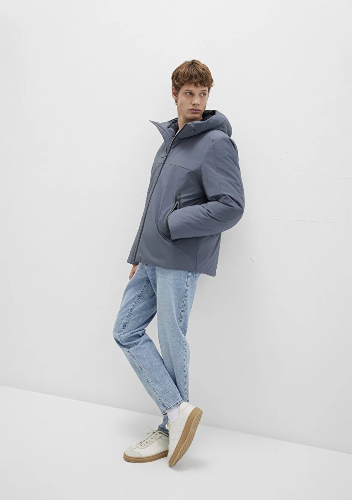 Resim Mavi Kapüşonlu Erkek Mont M0110663-80776