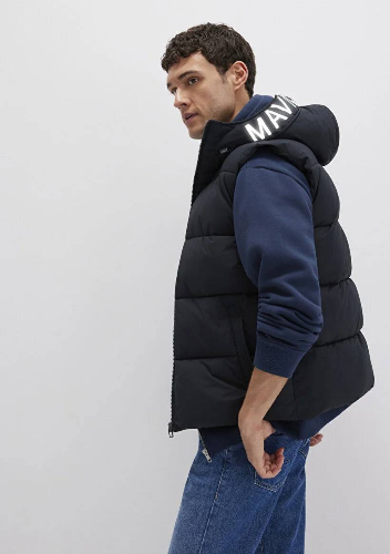 Resim Mavi Kapüşonlu Erkek Yelek M0110089-80022