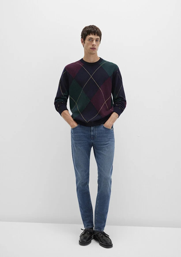 Resim Mavi Jakarlı Erkek Kazak M0710334-70497