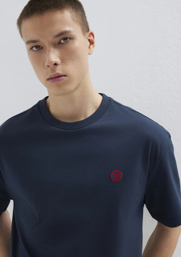 Resim Mavi Erkek T-Shirt M067074-33207 Logo Nakışlı