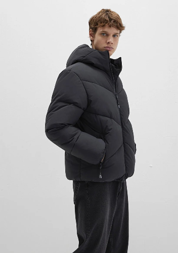 Resim Mavi Kapüşonlu Erkek Mont M0110360-900