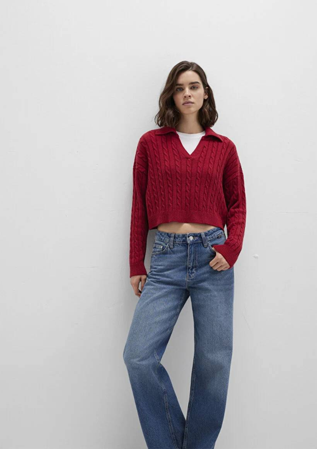 Resim Mavi Polo Yaka Kadın Kazak M1710717-70391