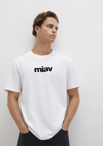 Resim Mavi Miav Baskılı Erkek T-Shirt M067153-602