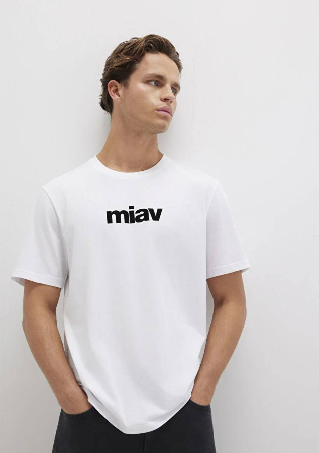 Resim Mavi Miav Baskılı Erkek T-Shirt M067153-602