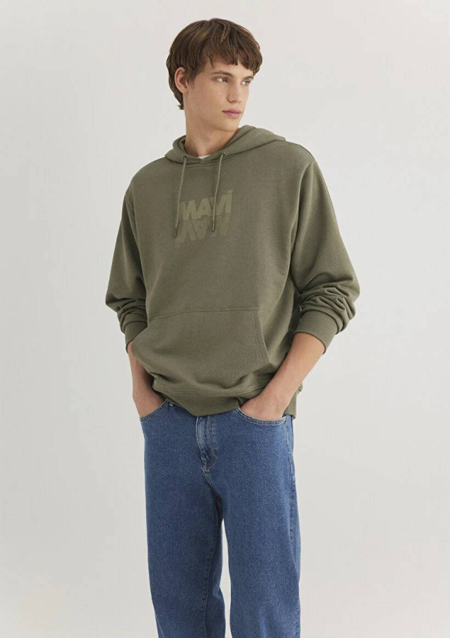 Resim Mavi Kapüşonlu Mavi Baskılı Erkek Sweat M0611317-71546