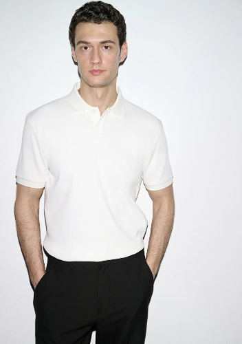 Resim Mavi Polo Yaka Erkek T-shirt M0613126-70057