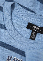 Resim Mavi Logo Baskılı Çizgili Erkek Çocuk Sweat M6S10144-90780