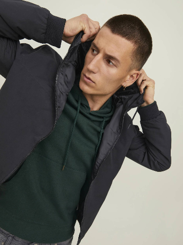 Resim Jack & Jones Jjerush Hood Bomber Noos Erkek Mont 12200208