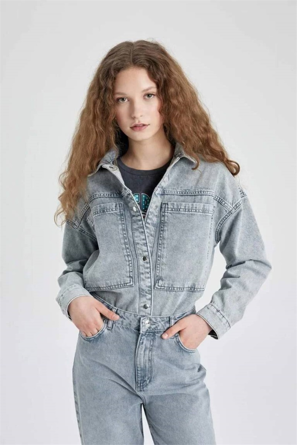 Resim Defacto Kadın Jean Ceket B9315AX/NM55