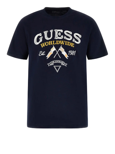 Resim Guess  Erkek  T-shirt M6GI06K2917-G7V2 Cn Ss Flags And Cord Tee