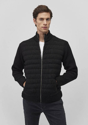 Resim Mavi Fermuarlı Triko Erkek Ceket M070697-900