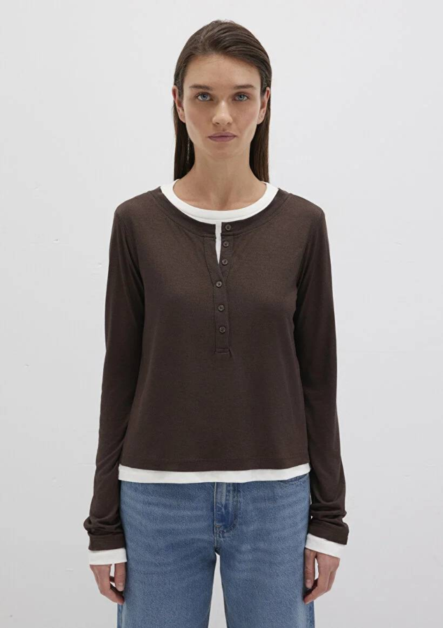 Resim Mavi Uzun Kol Kadın T-Shirt M1613400-88067