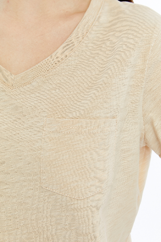 Resim Viole&More 1001 Flamlı Cepli V Yaka Kadın T-shirt