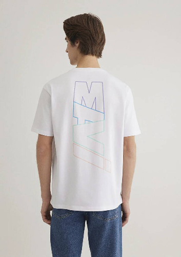 Resim Mavi Baskılı Erkek T-Shirt M0612350-620