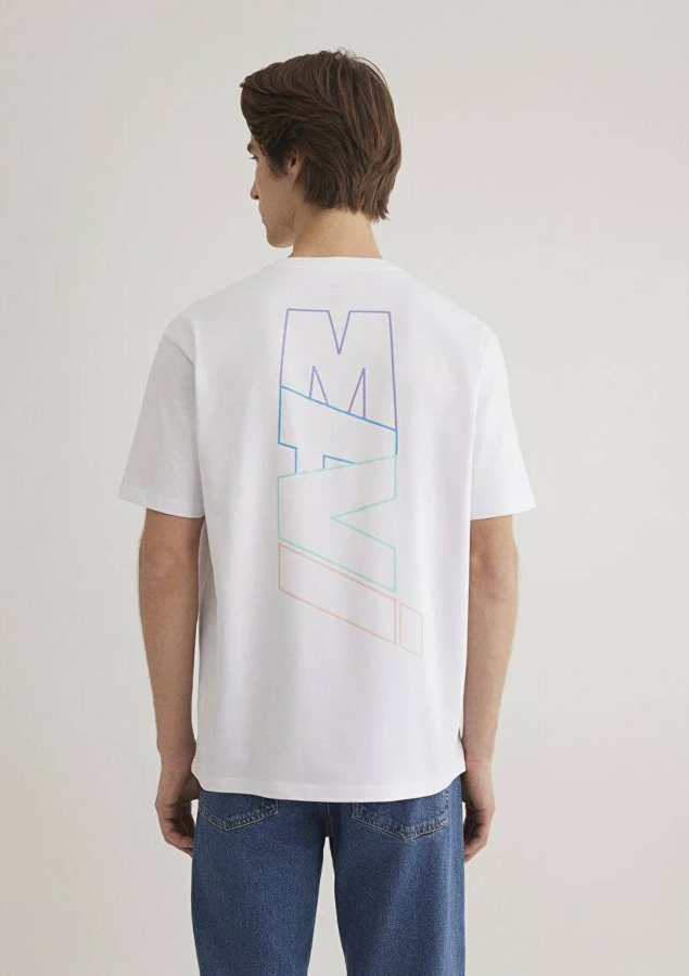 Resim Mavi Baskılı Erkek T-Shirt M0612350-620