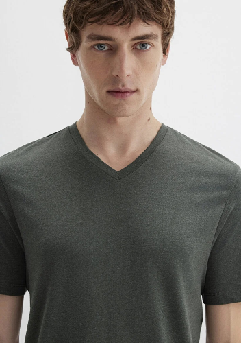 Resim Mavi Stretch V Yaka Erkek T-Shirt M061748-25752