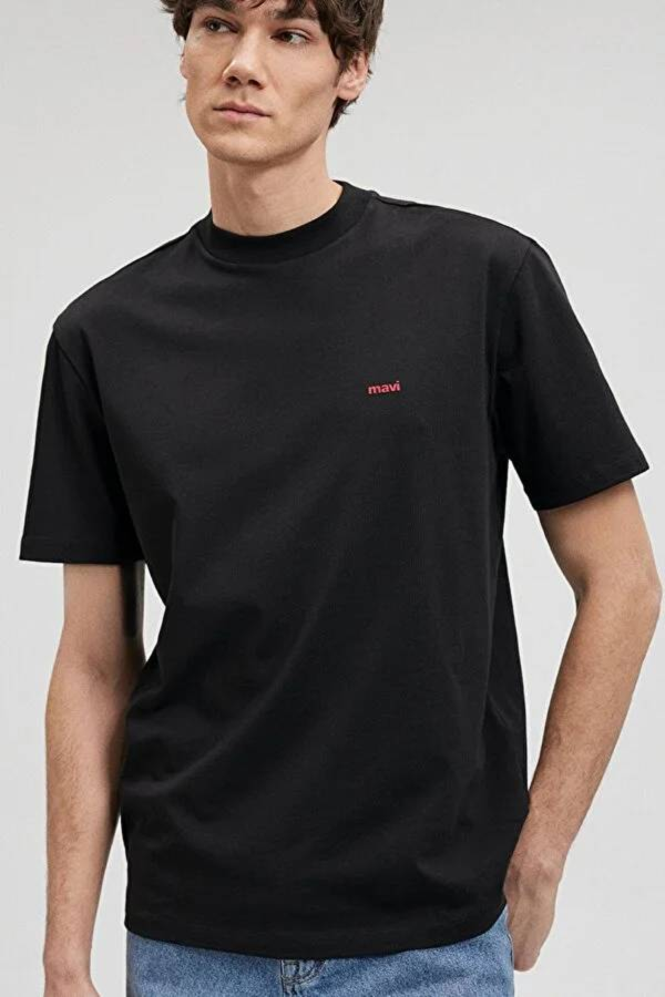 Resim Mavi Baskılı Erkek T-Shirt M0612216-900