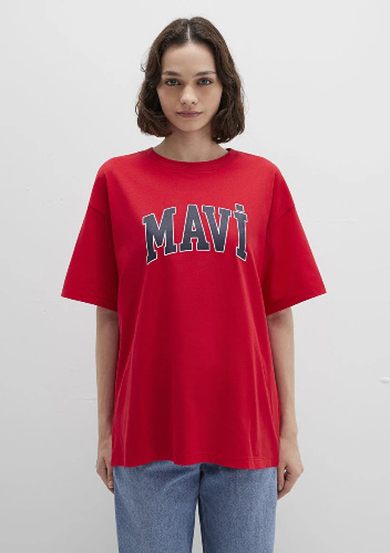 Resim Mavi Baskılı Kadın T-shirt M1600843-82054