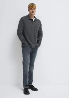 Resim Mavi Polo Yaka Erkek T-shirt M0613154-70088