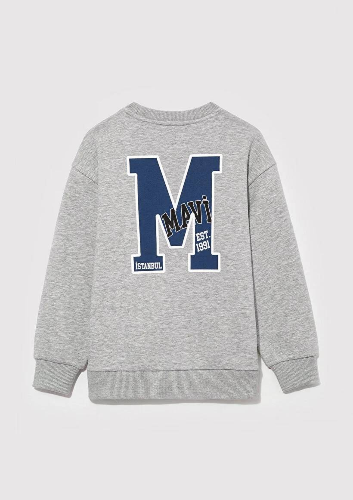 Resim Mavi Miav Baskılı Kapüşonlu Erkek Çocuk Sweat M6S10028-70722