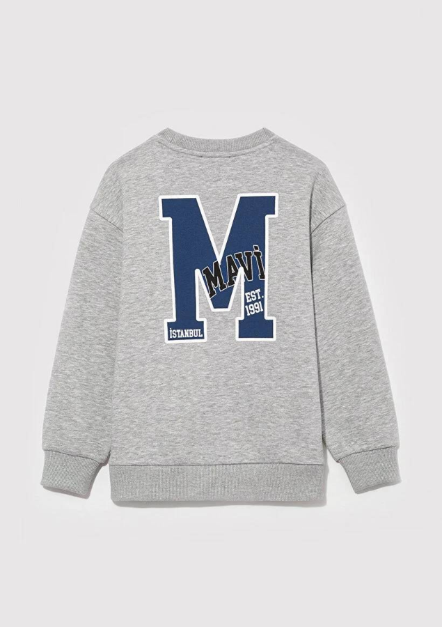 Resim Mavi Miav Baskılı Kapüşonlu Erkek Çocuk Sweat M6S10028-70722