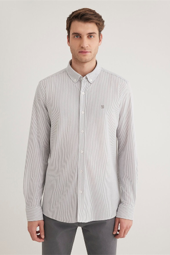 Resim Mavi Çizgili Erkek Uzun Kol Gömlek M0211402-82577