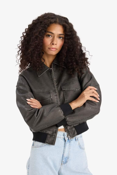 Resim Defacto Kadın Deri Mont E8536AX/AR228