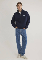 Resim Mavi Yarım Fermuarlı Erkek Sweat M0S10208-70497