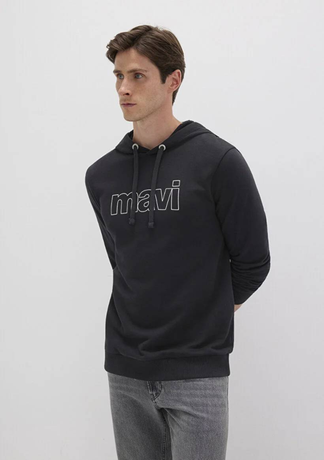 Resim Mavi Logo Kapüşonlu Erkek Sweat M065606-900