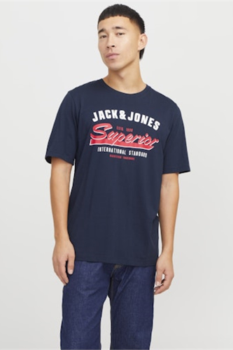 Resim Jack & Jones Jjelogo Tee Ss O-Neck 2 Col Ss25 Sn Erkek T-shirt 12268267