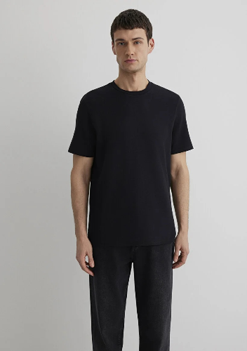 Resim Mavi Erkek Bisiklet Yaka T-Shirt M0610277-900