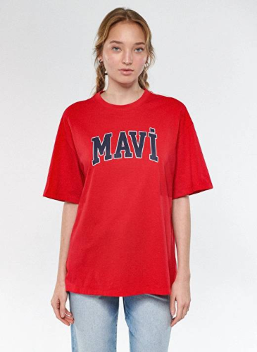 Resim Mavi Baskılı Kadın T-shirt M1600843-82054