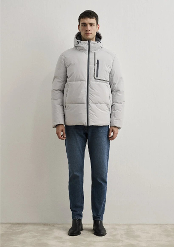 Resim Mavi Kapüşonlu Erkek Mont M0110463-70075