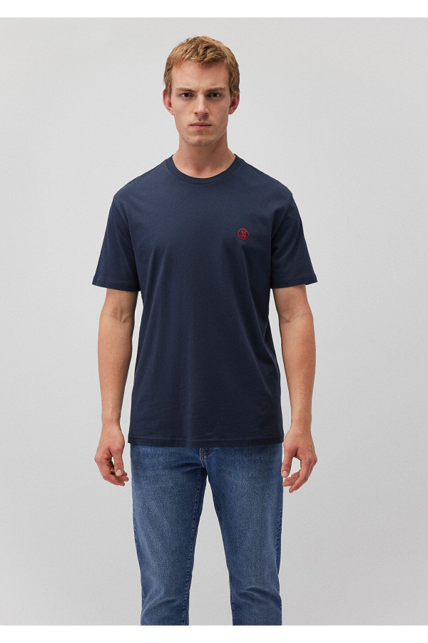 Resim Mavi Logo Nakışlı  Erkek Tişört M067074-33207