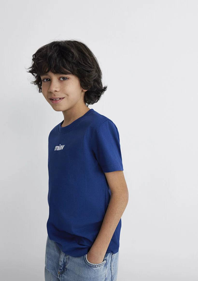 Resim Mavi Miav Baskılı Erkek Çocuk T-Shirt M6633270722