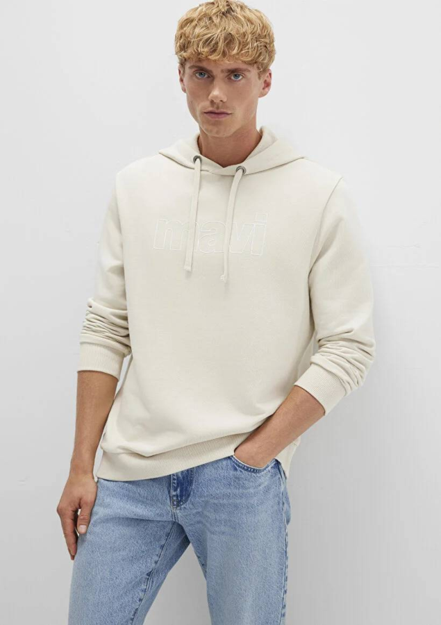 Resim Mavi Logo Kapüşonlu Erkek Sweat M065606-70134