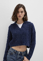 Resim Mavi Polo Yaka Kadın Kazak M1710717-70497