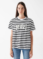 Resim Mavi Kısa Kollu Logo Kadın T-Shirt M1611360-84041