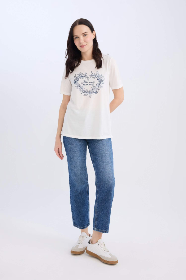 Resim Defacto Kadın Kısa Kol T-shirt E3026AX/ER105
