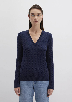 Resim Mavi V Yaka Kadın Kazak M1710340-84371