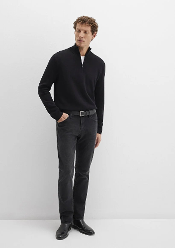 Resim Mavi Half Zip Erkek Kazak M0710328-900