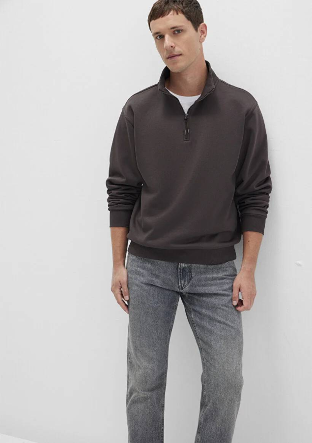 Resim Mavi Yarım Fermuarlı Erkek Sweat M0S10278-70219