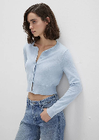 Resim Mavi Düğmeli Kısa Kadın Hırka M1710722-70818