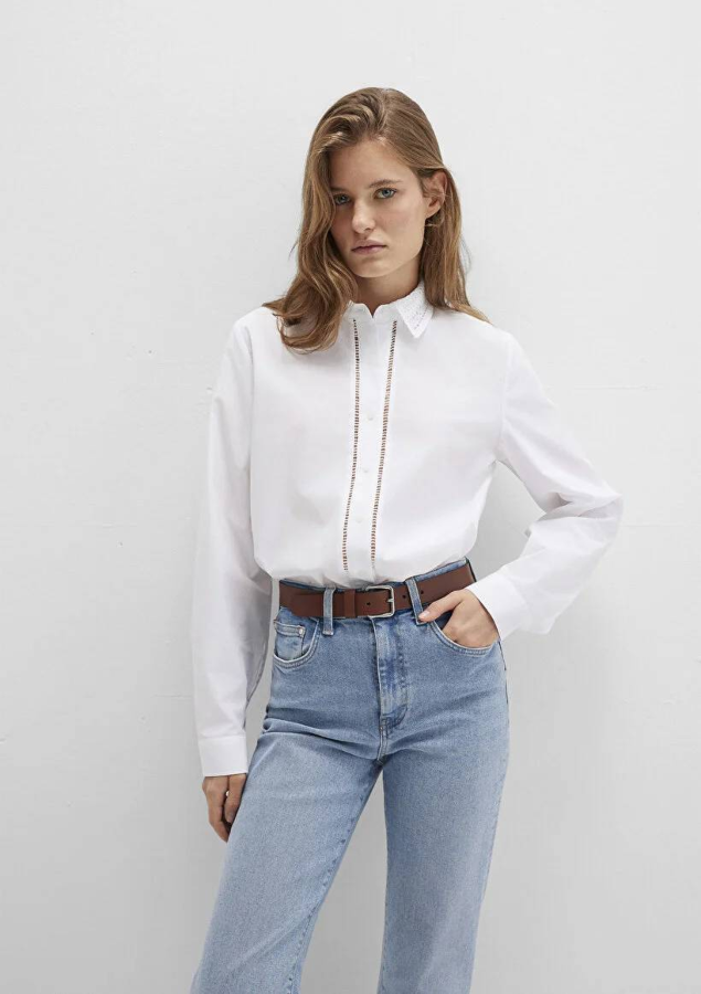 Resim Mavi Uzun Kol Kadın Gömlek M1211174-70057