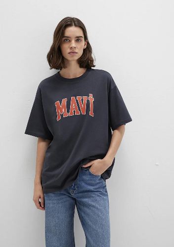 Resim Mavi Baskılı Kadın T-shirt M1600843-82185