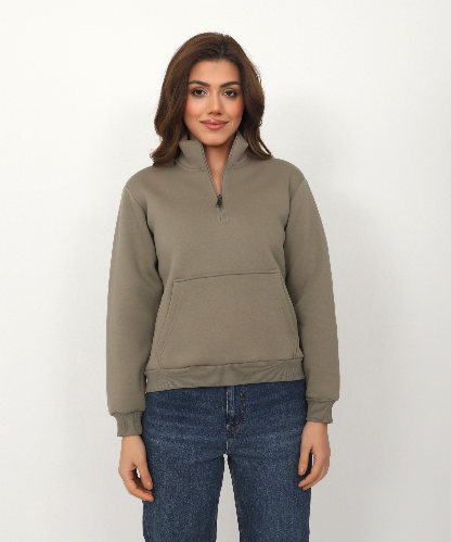 Resim Viole&More Kadın Sweat 114 Yarım Fermuarlı
